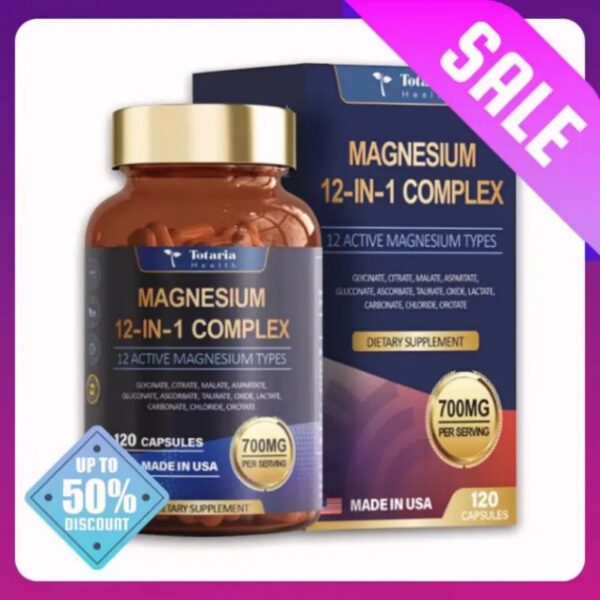 12-in-1Magnesium Complex700mg-Supplement with GlycinateCitrate MalateOxide Taurate Aspartate Orotate, VeganCapsulesfor Muscle,Heart,and Relaxation Support Healthcare, Dietary, Fitness, Edible, Vitamin, Bathroom, Healthy, Calcium
